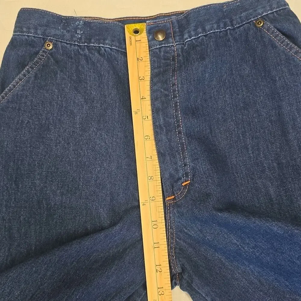 Vtg 70s San Francisco Riding Gear Wide Leg Jeans High Rise Dark Wash Denim 28